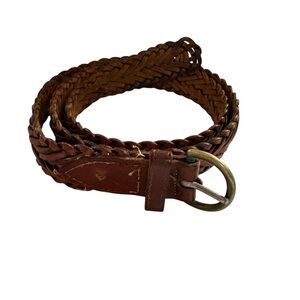 Vintage Womans Brown Braided Leather Belt Size 30